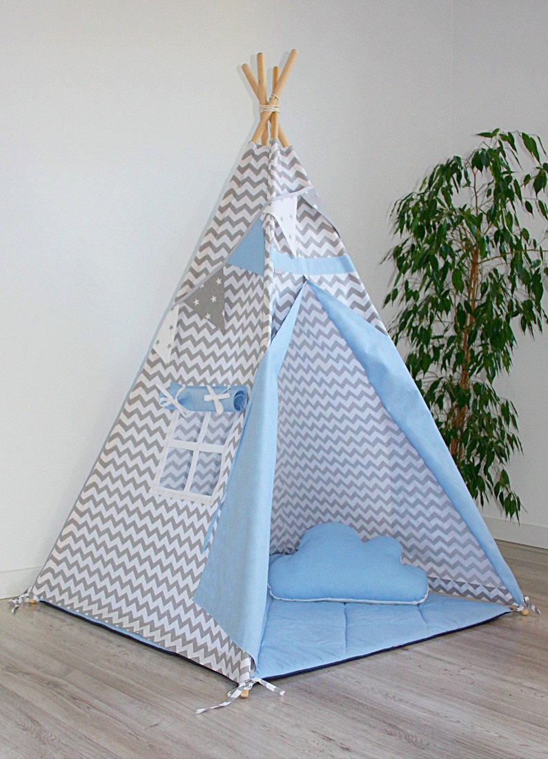 Teepee Tent With Floor Mat and Cushions Chevron Teepee for Etsy