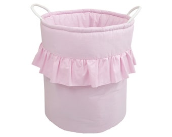 Toy basket with ruffles, Toy Storage, Basket with frill, children's room decor, Storage basket, Room decoration - Pink