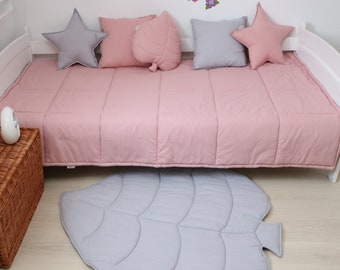 Sepia Rose gesteppte Tagesdecke, Silikon gefüllte Bettwäsche, rosa Bettüberwurf, Tagesdecke aus 100% Baumwolle, doppelseitige moderne Quilt, warme Kuscheldecke