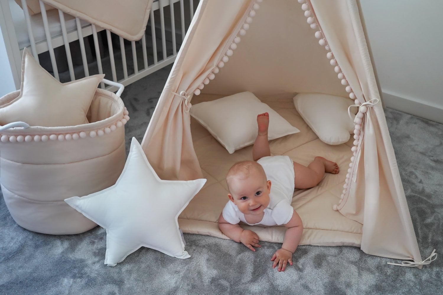 Kids Concept® Tente de jeu, crème beige 110x80 cm