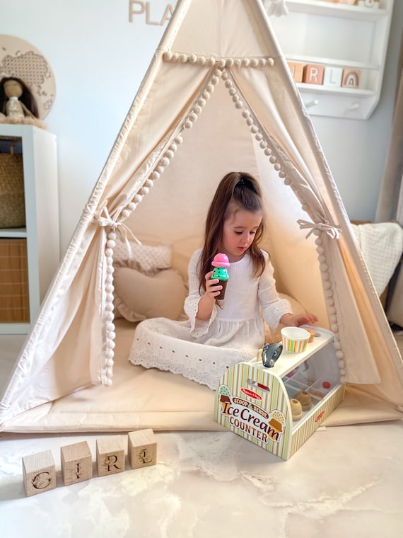 Children s Teepee Beige Teepee Tent Tipi Zelt Montessori Tent