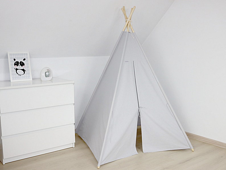 Teepee, Childrens Teepee with stabilizer, play tent, Kid teepee, zelt, Nursery decor, playhouse, Children's furniture, Tipi with poles zdjęcie 2