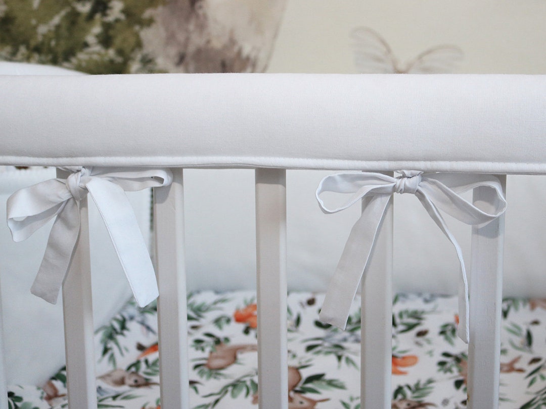 White Cotton Crib Rail Teething Guard, Cot Rail Cover, Teething Pad, Cotton Rail Cover, Crib