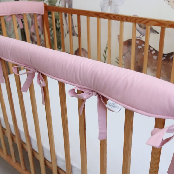 Baby Crib Rail Cover, Sepia rose Teething Guard, Cotton rail cover, hand made gift for baby, teething protector -sepia rose