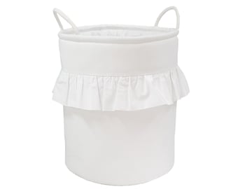 Cotton Toy basket, Toy Storage, Basket with frill, Storage basket, Room decoration - White