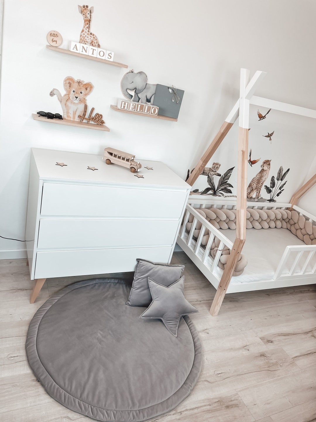 Round Velvet Floor Mat, Play Rug, Baby Changing Mat, Padded Mat, Tipi