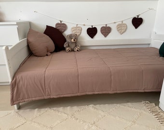 Couvre-lit matelassé cappuccino en coton léger pour l'été, couvre-lit matelassé réversible fabriqué à la main, couvre-lit de luxe pour décoration d'intérieur moderne