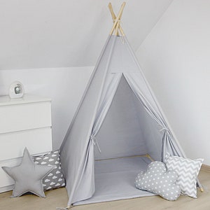 Teepee, Childrens Teepee with stabilizer, play tent, Kid teepee, zelt, Nursery decor, playhouse, Children's furniture, Tipi with poles zdjęcie 7