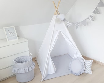 Childrens Teepee, Child tent,  Kids Teepee, zelt, tente pour tipi, magical playtime experience, White Teepee, Teepee decor, Tipi with poles