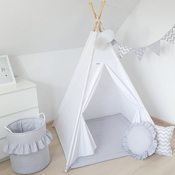 Childrens Teepee, Child tent,  Kids Teepee, zelt, tente pour tipi, magical playtime experience, White Teepee, Teepee decor, Tipi with poles