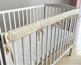 Beige Cotton Rail Covers for Crib, Teething Guard, Cotton rail cover, teething protector