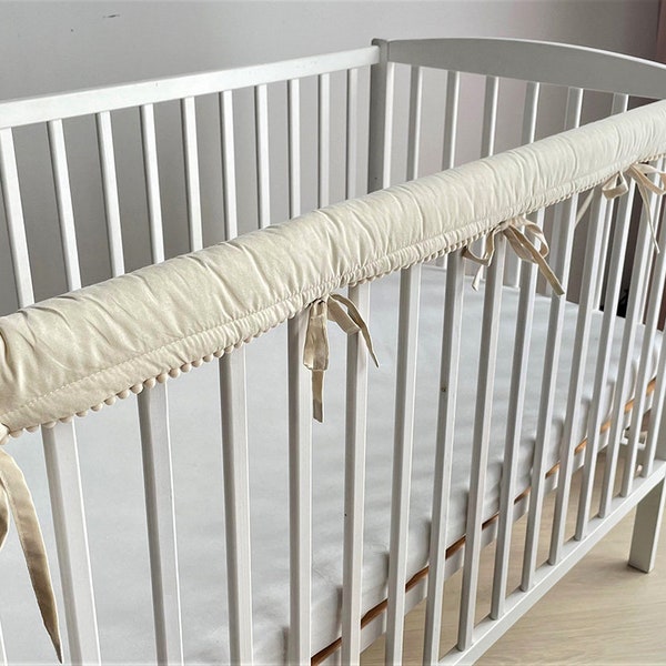 Beige Cotton Rail Covers for Crib, Teething Guard, Cotton rail cover, teething protector