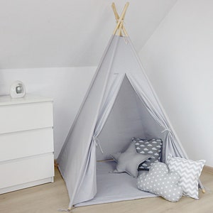 Teepee, Childrens Teepee with stabilizer, play tent, Kid teepee, zelt, Nursery decor, playhouse, Children's furniture, Tipi with poles zdjęcie 6