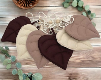 Nursery bunting, Handmade leaf bunting, Leafs Garland, Girl's Room Decor, Brown capuccino beige