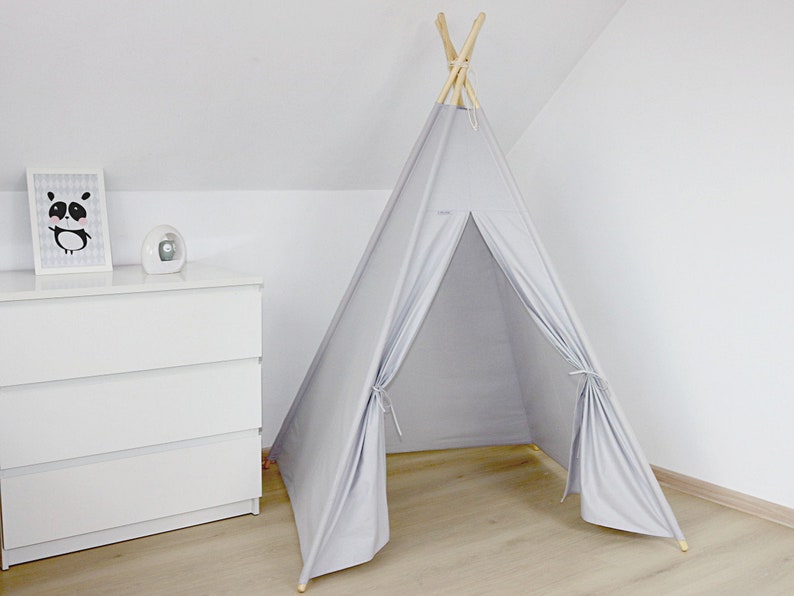 Teepee, Childrens Teepee with stabilizer, play tent, Kid teepee, zelt, Nursery decor, playhouse, Children's furniture, Tipi with poles zdjęcie 3