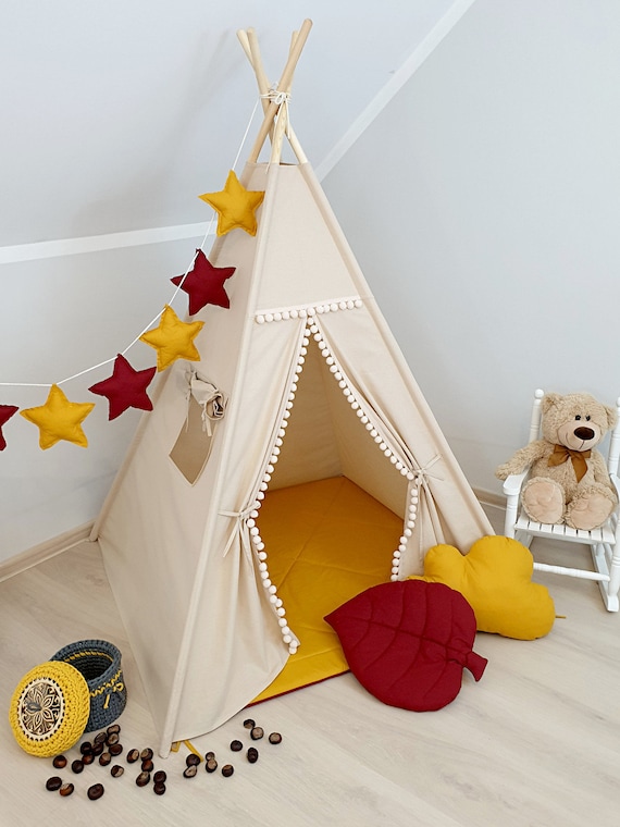 Play Teepee, Xmas Gift Box for Kids, Beige Tipi, Wigwam, Kids Playtent,  Autumn Teepee, Childrens Teepee, Tipi Zelt, Tipi Fille, Tipi Enfant 