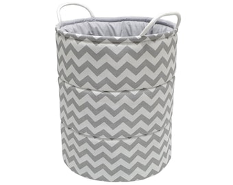 Panier à jouets en coton, rangement pour enfants, décor de salle de jeux, organisateur mignon - zigzag gris