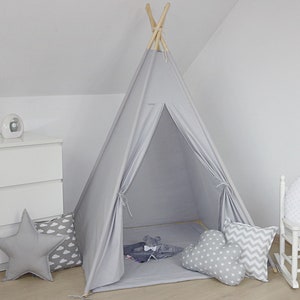 Teepee, Childrens Teepee with stabilizer, play tent, Kid teepee, zelt, Nursery decor, playhouse, Children's furniture, Tipi with poles zdjęcie 1