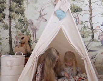 Toddler teepee tent, Beige tipi for playroom, montessori tent, Kids playhouse, Tipi, tipizelt, cream-colored teepee, 100x100cm base tipi