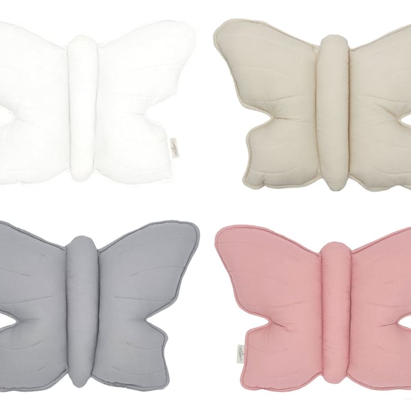 Butterfly-shaped pillow, Cotton pillow for girl, teepee pillow, nursery pillow, Decorative pillow for livingroom, four colors to choose