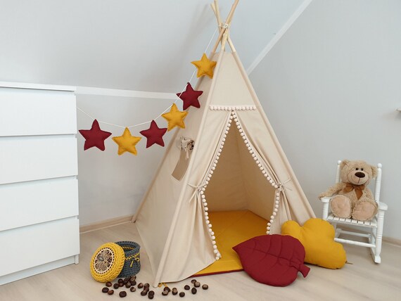 Play Teepee, Xmas Gift Box for Kids, Beige Tipi, Wigwam, Kids Playtent,  Autumn Teepee, Childrens Teepee, Tipi Zelt, Tipi Fille, Tipi Enfant 