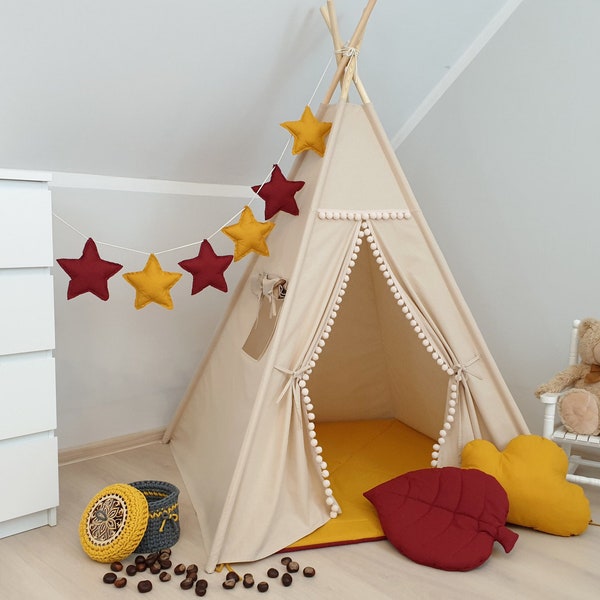 Play Teepee, Xmas gift box for kids, Beige tipi, Wigwam, Kids Playtent, Autumn teepee, Childrens Teepee, Tipi zelt, Tipi fille, tipi enfant