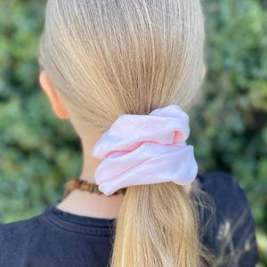 Élastique à cheveux rose poudré en coton scintillant, chouchou de style rétro, accessoires de mode, élastique pour cheveux, accessoire pour chignon extensible,