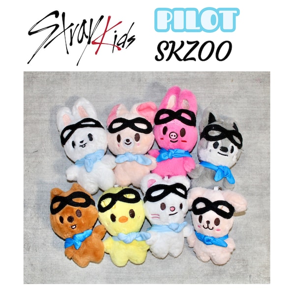 Stray Kids SKZOO Pilot Plushy Keychain, SKZ, Stray Kids Pilot, Wolfchan, Bbokari, Jiniret, Dwaekki, Leebit, Quokka, PuppyM, FoxINy, Kpop