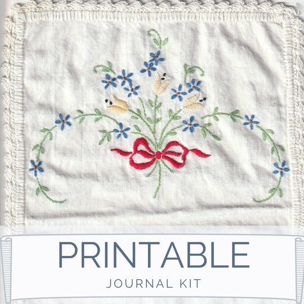 Digital Vintage Linen PACK 2 - 10 Page Printable Set - Vintage Doilies for Junk Journals