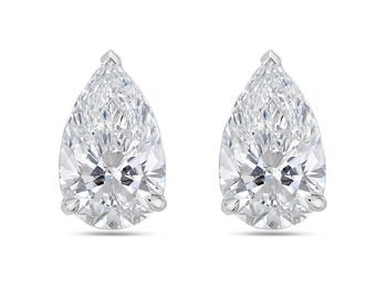 Pear Shape Lab Grown Diamond Stud Earrings | 14K Gold DEF VS | 1ct to 12ct | Lab Diamond Studs | Dainty Wedding Gift | Ethical Jewelry