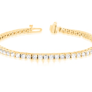 Diamond Tennis Bracelet in 14K Gold, 4 Carat Genuine Natural Diamond Bracelet,  14K Yellow Gold Diamond tennis Bracelet, Christmas gift