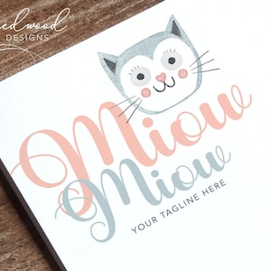 Cat Logo Design, Premade Logo, Cute Cat Logo, Animal Logo, Childrens Logo, Feline Logo, Branding Package, Logo Download