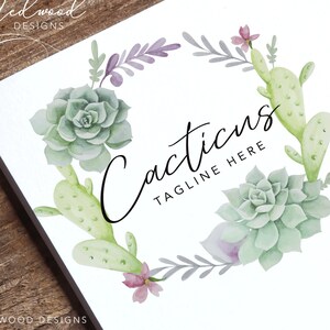 Kaktus Logo-Design, vorgefertigtes Logo, Kranz-Logo, Sukkulenten-Logo, Pflanzen-Logo, Blätter-Logo, Natur-Logo, Branding-Paket, Logo-Download