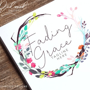 Flowers Logo Design, Premade Logo, Watercolour Floral Logo, Wreath Logo, Boutique Logo, Nature Logo, Branding Package, Logo Download