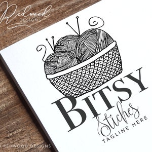 Strick-Logo-Design, vorgefertigtes Logo, Woll-Logo, Strick-Logo, Bastel-Logo, Häkel-Logo, Garn-Logo, Branding-Paket, Logo-Download