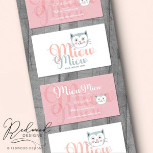Design de cartão de visita do gato MAIS O LOGOTIPO! Modelo de cartão de visita, logotipo de gato fofo, logotipo infantil, logotipo felino, download de logotipo de pacote de marca