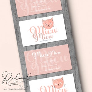 Cat Business Card Design PLUS LOGO! Business Card Template, Cute Cat Logo, Animal Logo, Childrens Logo, Feline Logo, Branding, Logo Download