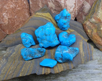 Cananea Turquoise Nuggets 50g Lot - Colour Enhanced Old Mexican Turquoise, 1970&#39;s Stash, Great for Crafting FREE WORLDWIDE DELIVERY (3111)