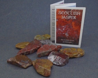 Campsie Fells Jasper Wallet - 40g Polished Scottish Jasper, Scotland, Vibrant Natural Red, Ochre & Green Colours,  FREE WORLDWIDE DELIVERY