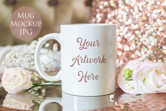 Download Mug Mockup Photo Rose Gold Digital Jpg - Free Logo Mockups PSD Download