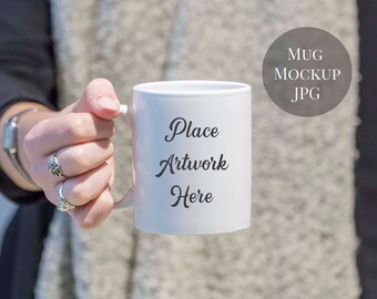 4 Mug Mockup Bundle Woman Holding Mug Winter Mug Display Etsy