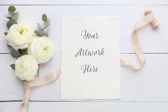 Free Wedding Invitation Deckle Edge Digital Mockup Renunculas And Psd All Download Product Psd Mockup Packaging For Bottle Psd Mockup Product