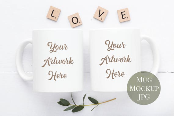 Two Mug Mockup Neutral Colors Lovejpg