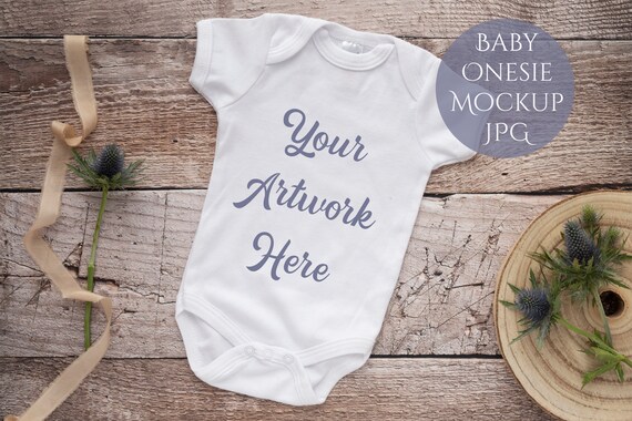 Baby Onesie Mockup Photo Jpg Brown Background Etsy