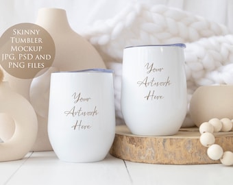 Maquette numérique Wine Tumblers 12oz - Fichiers JPG, PNG et PSD (avec objet intelligent)