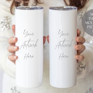 Double Skinny Tumbler Digital Mockup - JPG-, PSD- en PNG-bestanden