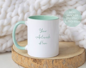 Mug with mint handle Mockup - JPG, PNG and PSD (smart object) files