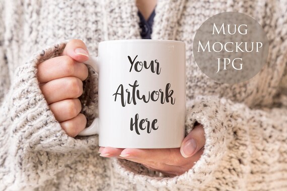 4 Mug Mockup Bundle Woman Holding Mug Winter Mug Display Etsy