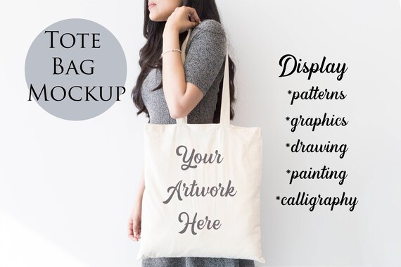 Tote Bag Mockup Woman Carrying Bag Mockup Photo JPG and | Etsy