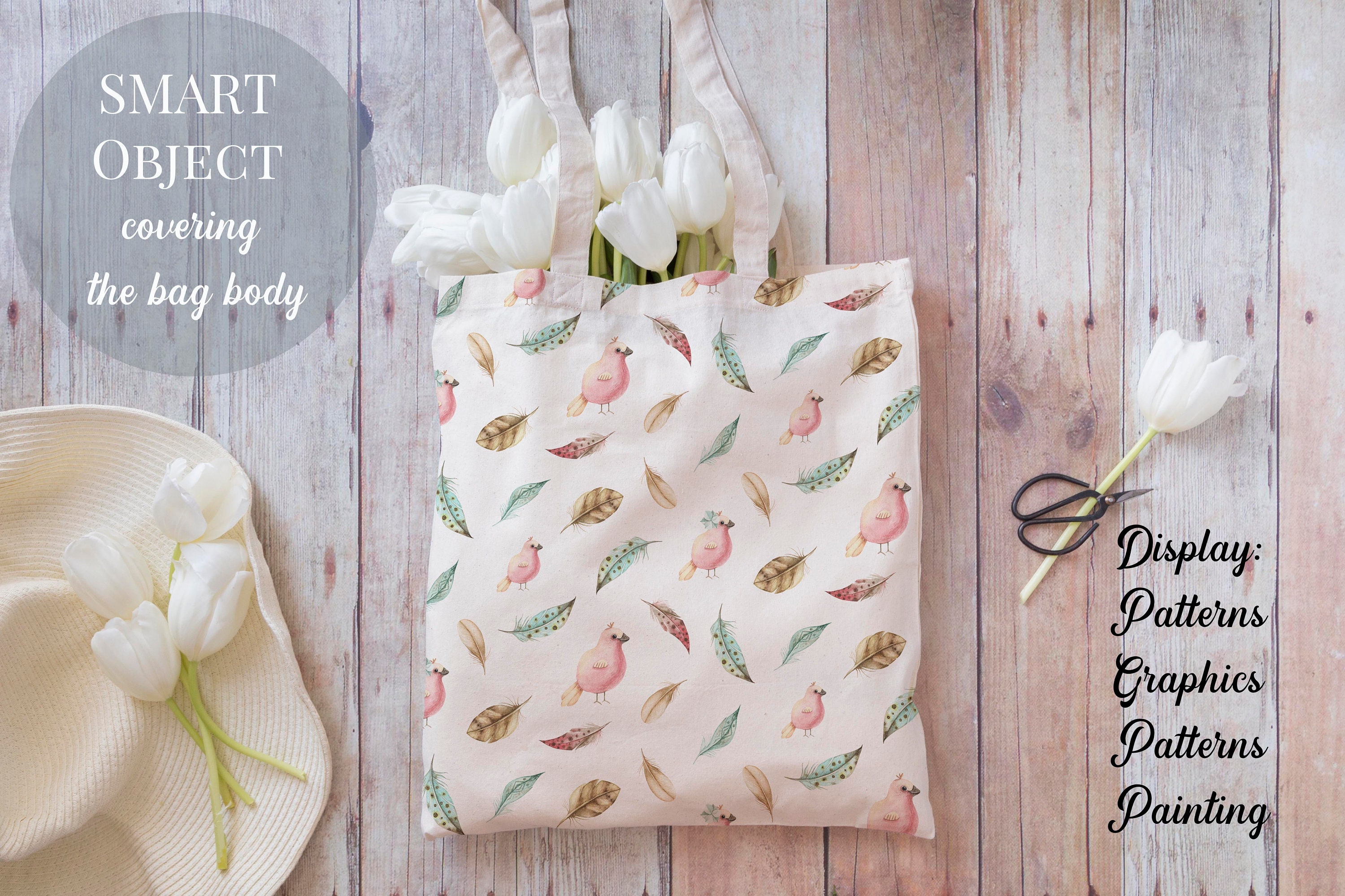 Download Tote Bag mockup straw hat and white tulips mockup photo | Etsy